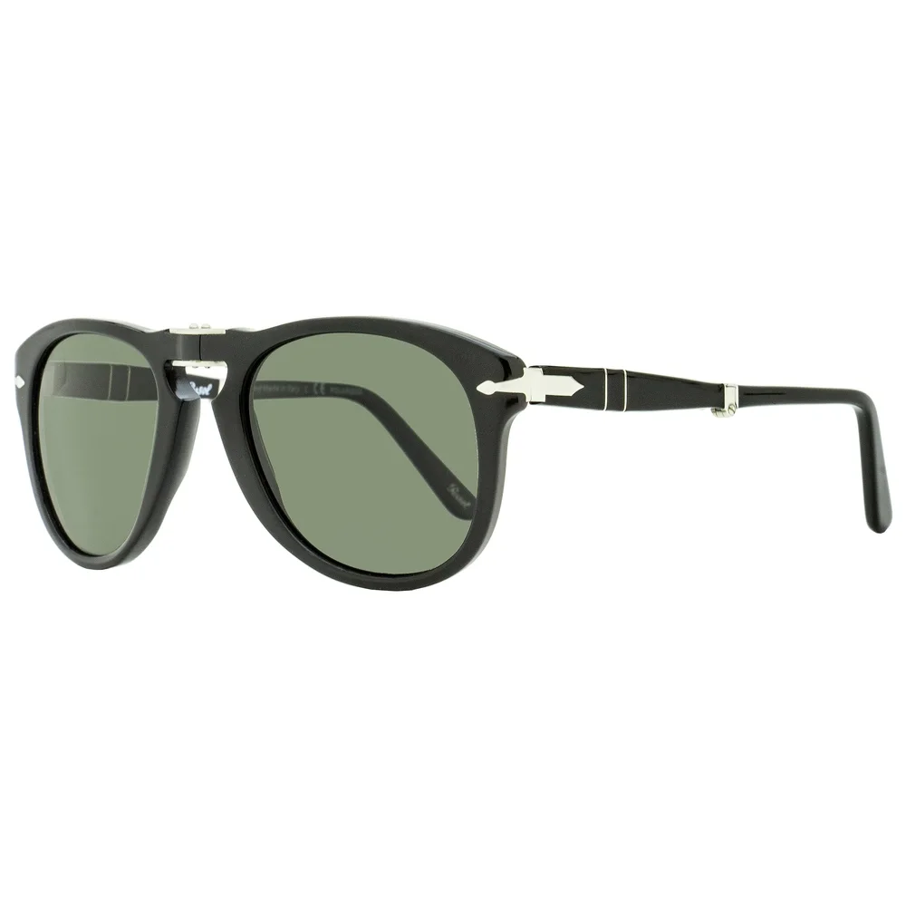 Persol Black Frame Gray Polarized Green Lens Sunglasses - 52mm